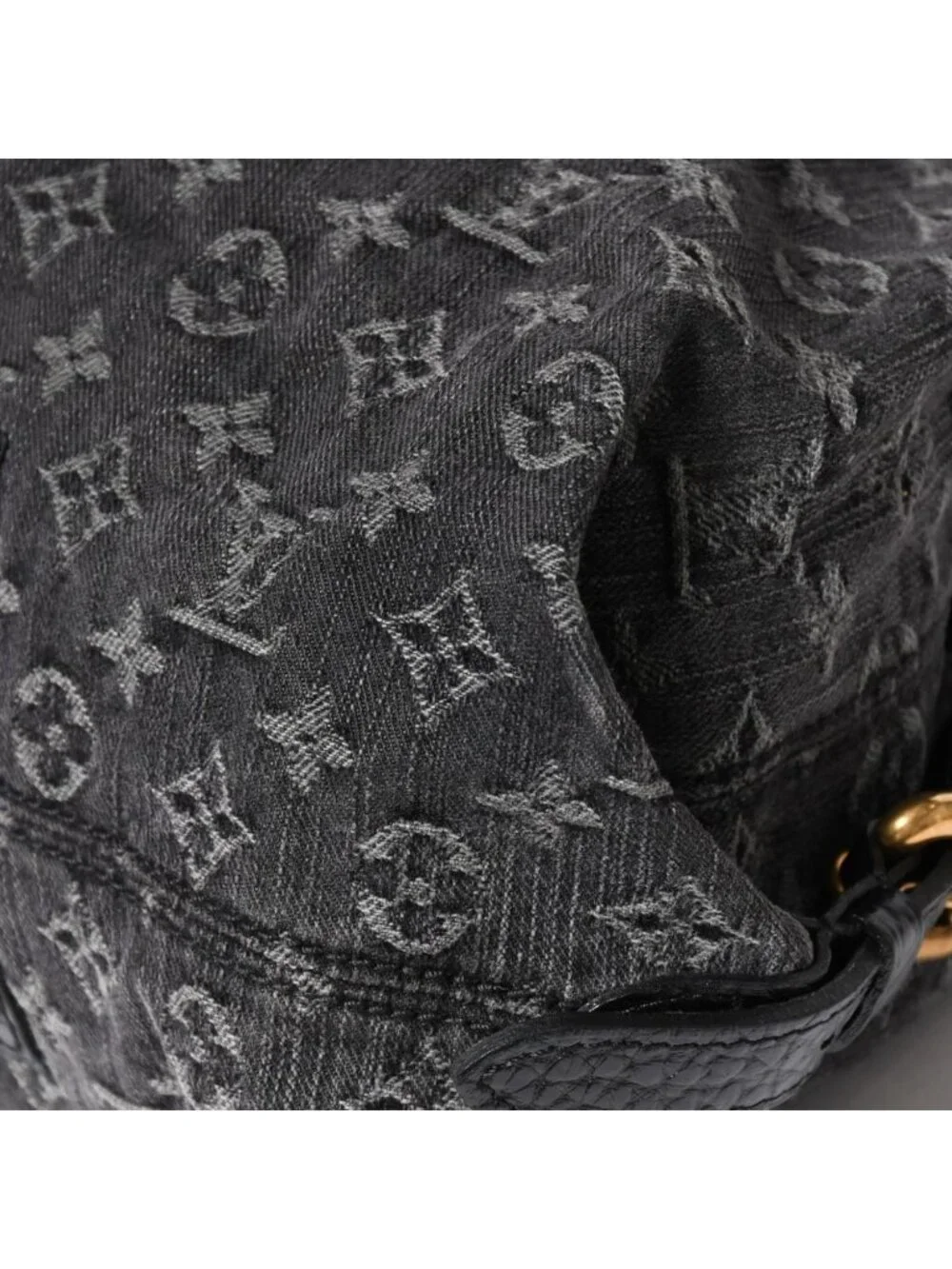 Louis Vuitton Handbag Monogram Denim Neo Cabby GM Black Leather 2-Way